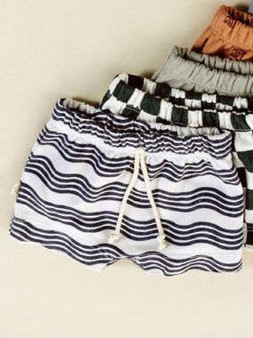 Childhoods Clothing French Terry Boy Shorts in Wavy Lines 4T